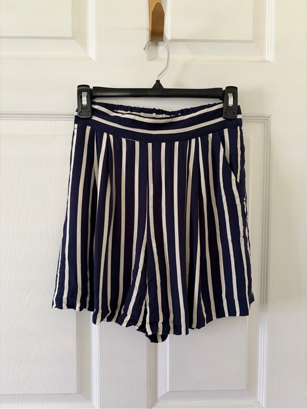 H&M Navy and White Striped Bermuda Shorts
